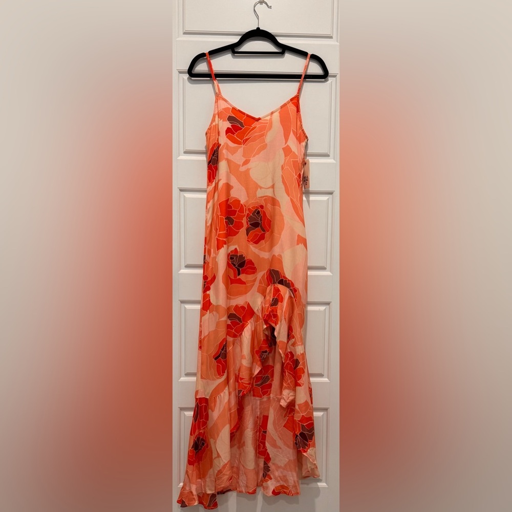 Billabong Orange “ Kick it up” Floral Maxi Dress